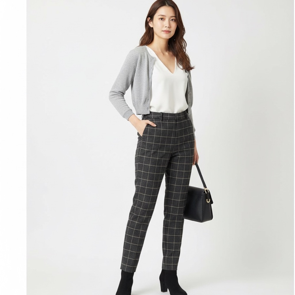 ASOS Design womans gray checkered casual dress pant